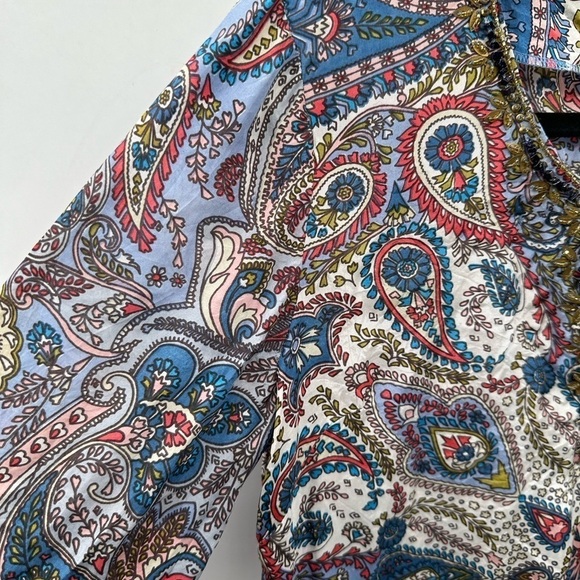 SUNDANCE PAISLEY SILK BEADED woman’s pullover blouse. SM - Picture 6 of 11